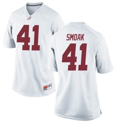 Women's Alabama Crimson Tide #41 Kyle Smoak White Game NCAA College Football Jersey 2403RDRI8